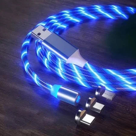 X-Cable chargeur USB-C/ IPHONE/ USB NEON ( par lot de 10 unites )
